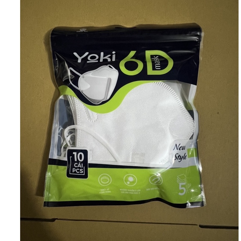 Thùng 50 Túi Khẩu Trang 6D Mask Yoki 5 Lớp Kháng Khuẩn Chống Bụi Mịn PM2.5