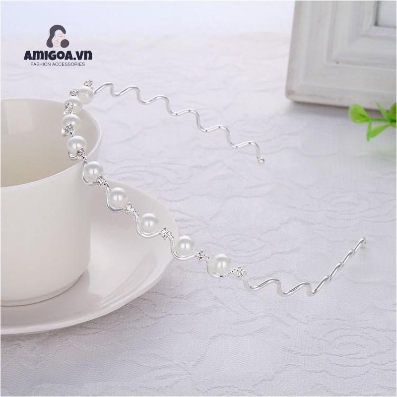 Băng Đô Đính Đá Ngọc Trai Nhân Tạo Thời Trang