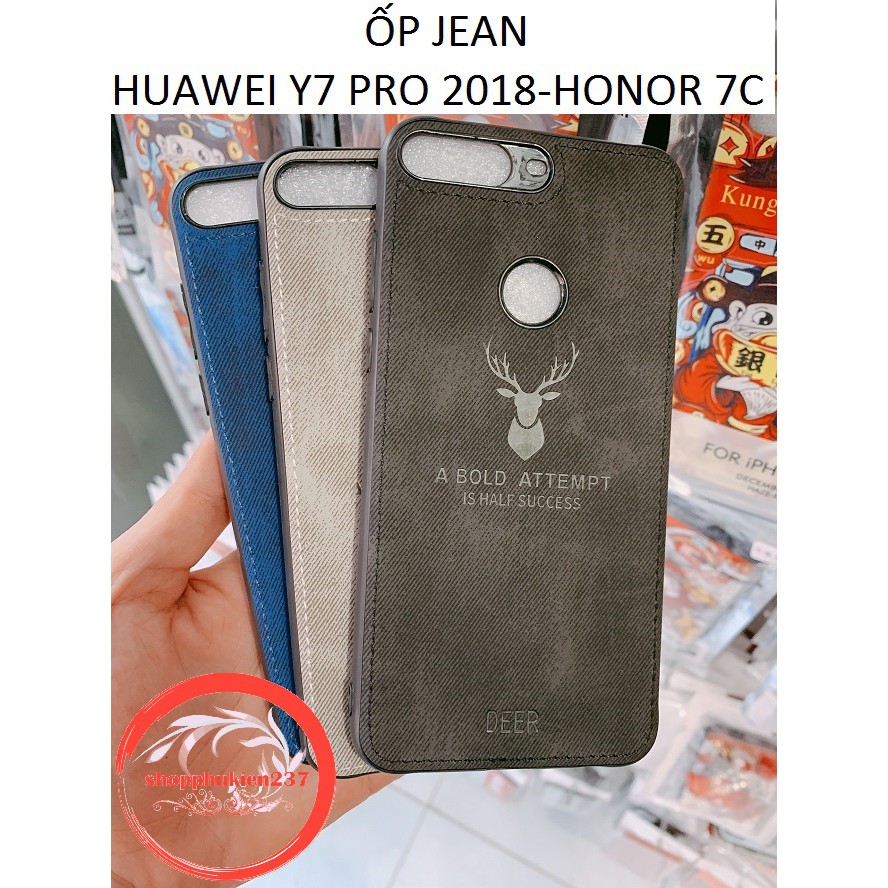 [Freeship toàn quốc từ 50k] ỐP LƯNG HUAWEI Y7 PRO 2018 , 7C ỐP JEAN KHẮC NAI VIỀN DẺO ĐEN CAO CẤP