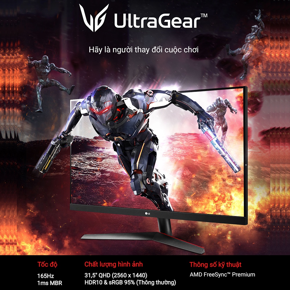 Màn Hình LG 32GN600-B UltraGear™ 31.5'' VA QHD 165Hz 1ms MBR AMD FreeSync™ HDR