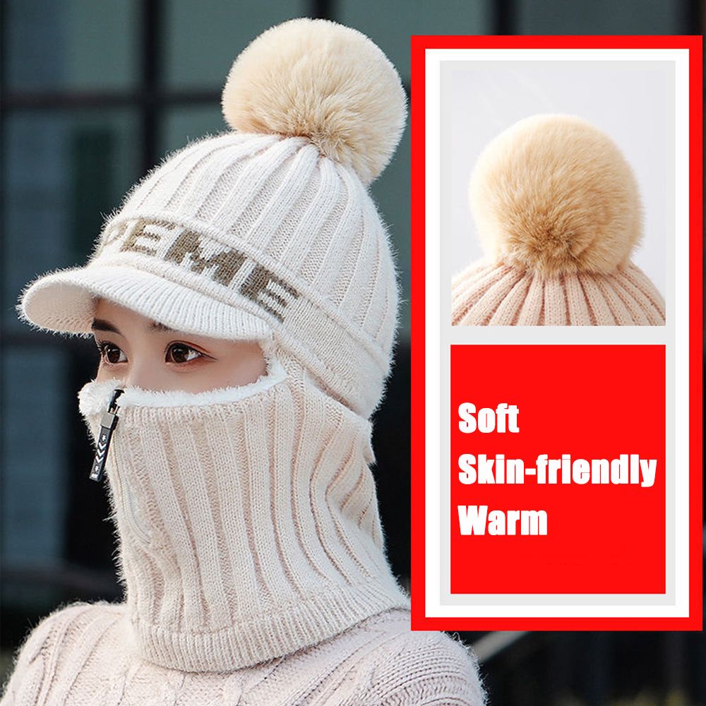 Bộ nón len kèm khăn choàng cổ giữ ấm chống gió thời trang mùa đông dành cho nữ