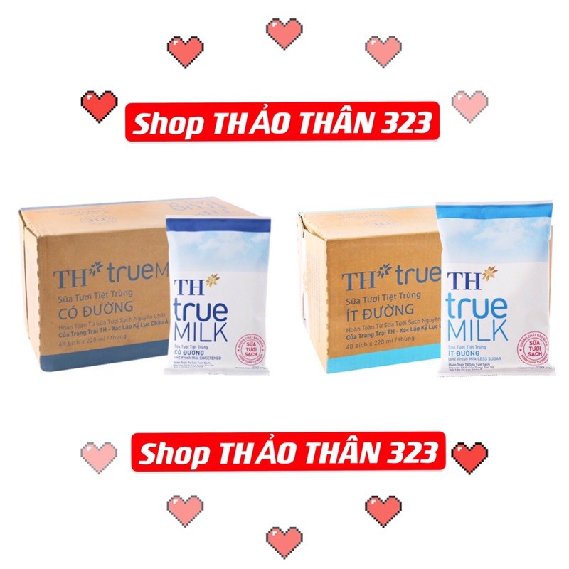 Sữa TH True Milk Bịch 220ml (Thùng 48 Bịch )