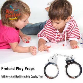 💞Plastic HandCuffs Pretend Play Toys with Keys Kids April Fool Role Props💞