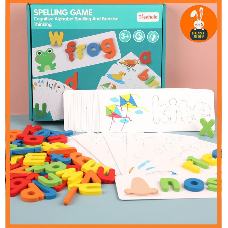 [New] Bộ 28 thẻ ghép từ vựng tiếng anh - Spelling Game hiệu Treehole giúp bé phát triển tư duy