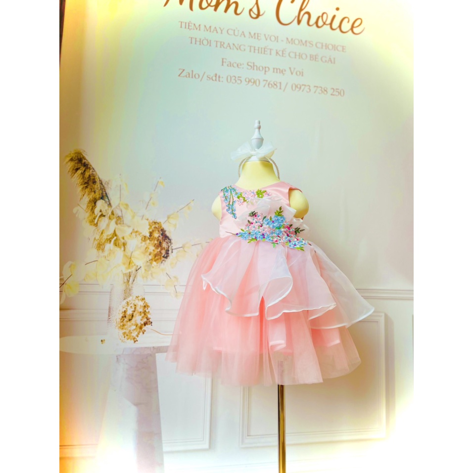 Váy công chúa, đầm công chúa màu hồng kết hợp đính hạt cho bé gái từ 1-10 tuổi tại Mom's Choice