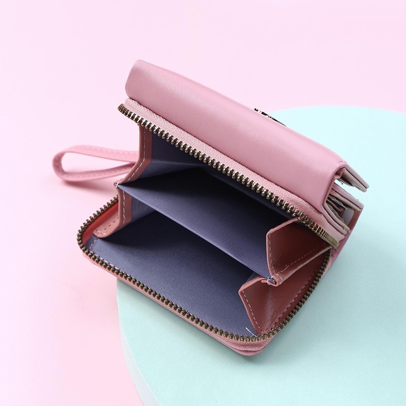 Youyo Ví Ngắn Bằng Da PU Đựng Thẻ Tín Dụng Và Tiền Xu Gấp Ba Phong Cách Retro Cho Nữ