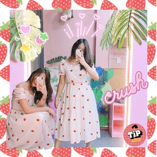 [KÈM ẢNH THẬT] Đầm maxi thêu trái dâu