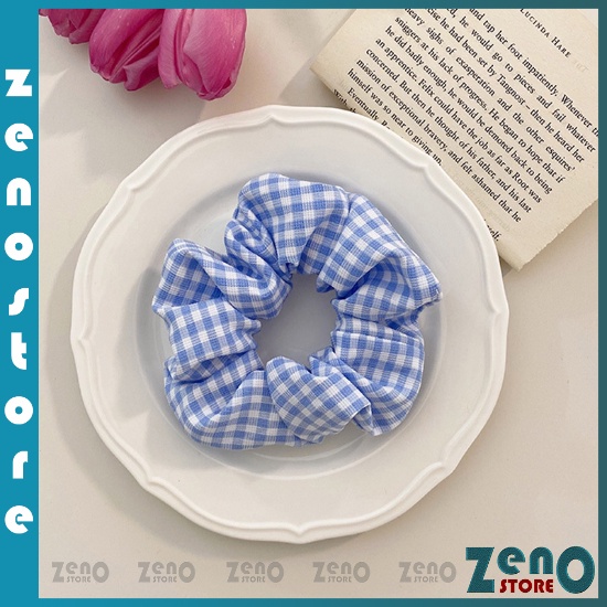 COMBO 5 Dây chun scrunchies buộc tóc kẻ caro nhiều màu PT26