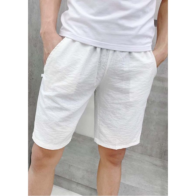 Quần Short Đũi Nam Trắng Trơn Phong Cách Trẻ Vải Mịn Mát Không Xù Lông Không Bai Gião
