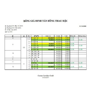1 bộ đinh tán đồng thau đặc