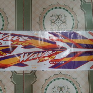 Bộ tem xe wave thái 110 màu vàng tím hàng thái