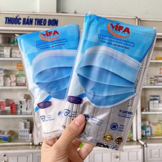 Khẩu trang y tế lốc 10 cái xanh, xám, trắng 4 lớp