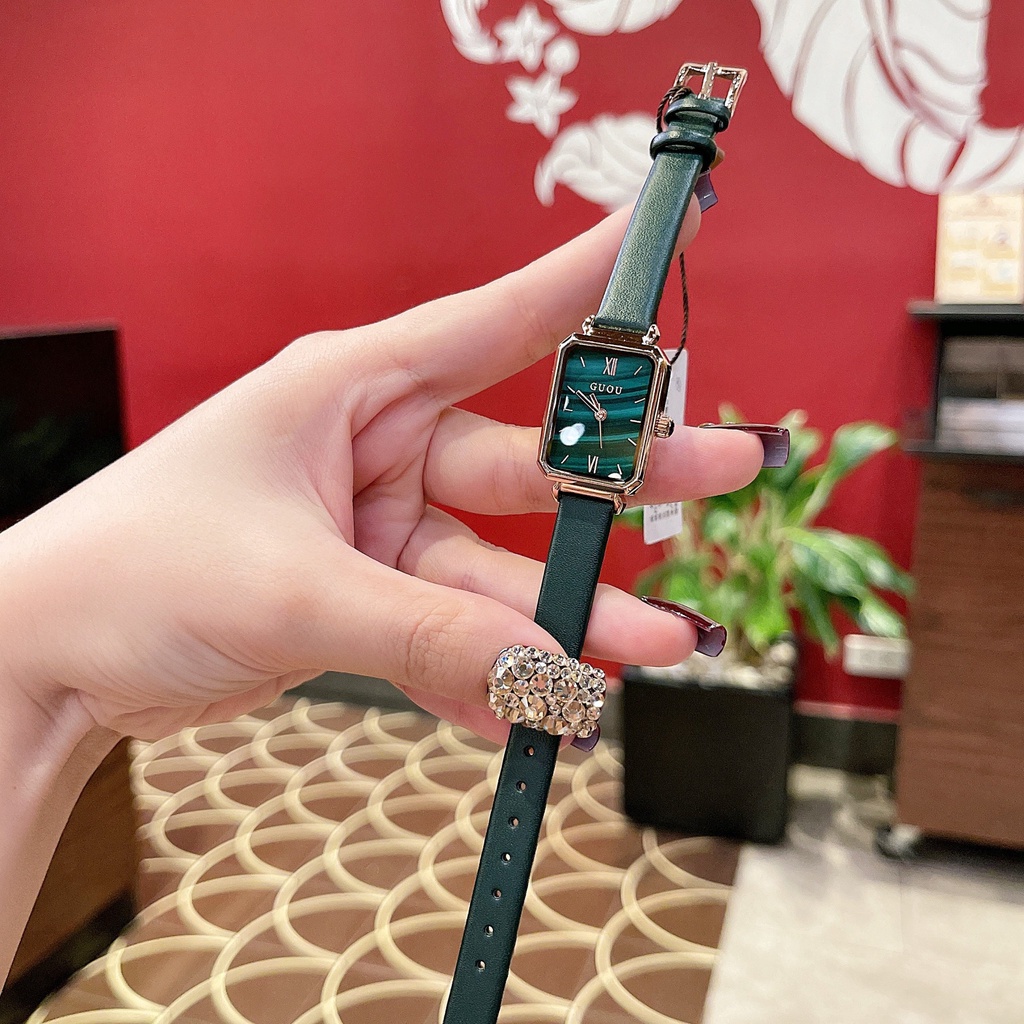 Đồng hồ nữ GU 6044 mặt vuông dây da mềm mại (Bảo hành 12 tháng + Tặng kèm pin) | BigBuy360 - bigbuy360.vn