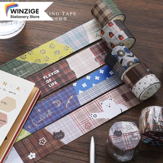 Băng keo washi họa tiết vintage caro trang trí sổ