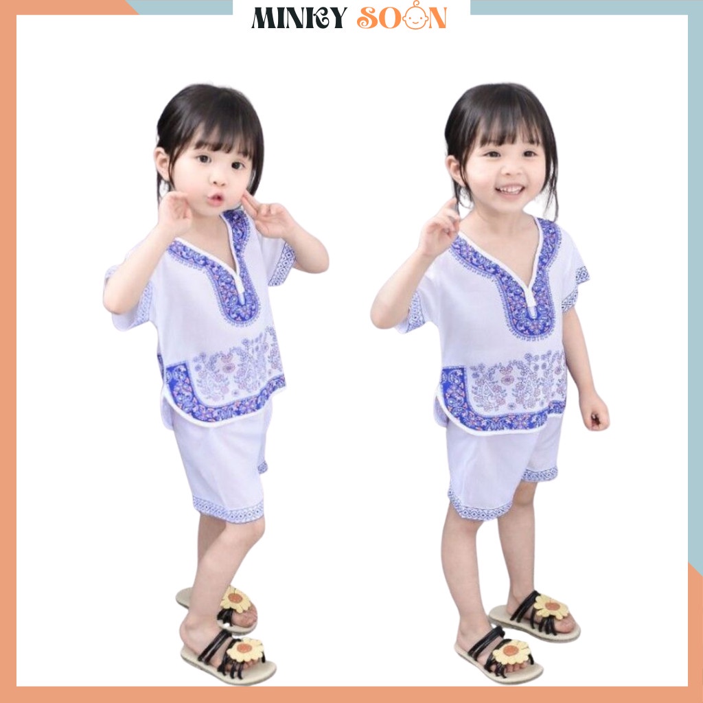 Bộ Đồ Bé Trai Và Bé Gái Minky Soon Chất Thô Nến In Họa Tiết Dễ Thương Cho Bé Từ 6-28kg