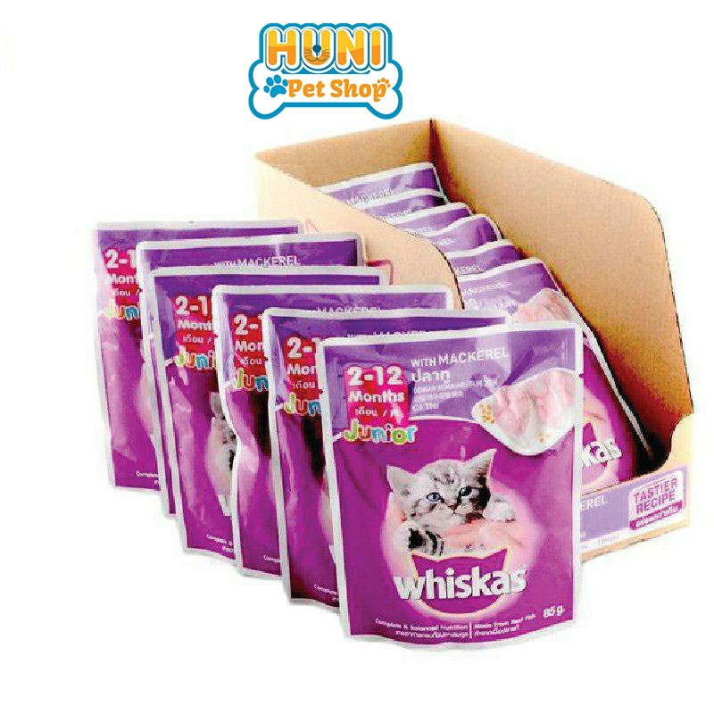 Pate mèo pate whiskas mèo con vị cá thu - cá ngừ whiskas sốt mèo gói 85gr Huni Petshop