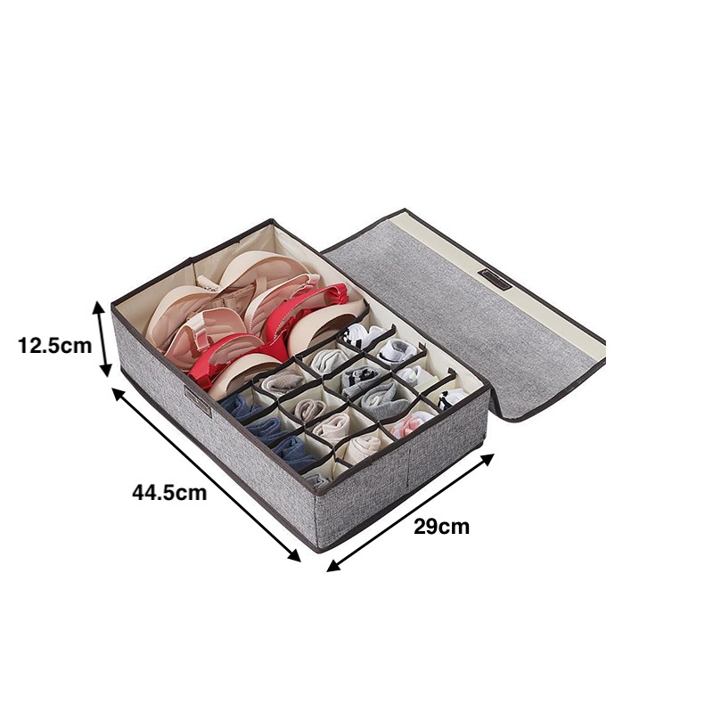 SUPO DEPOT - Hộp đựng đồ lót gấp gọn có nắp khay đựng đồ tất vớ ngăn kéo tủ quần áo 17 ngăn