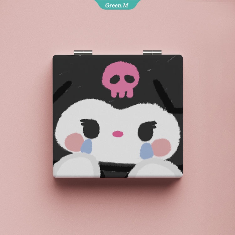 Kawaii Cinnamoroll My Melody Kuromi Double Sided Folding Stereo Portable Mirror Anime Sanrioed Girl Cute Makeup Mirror
