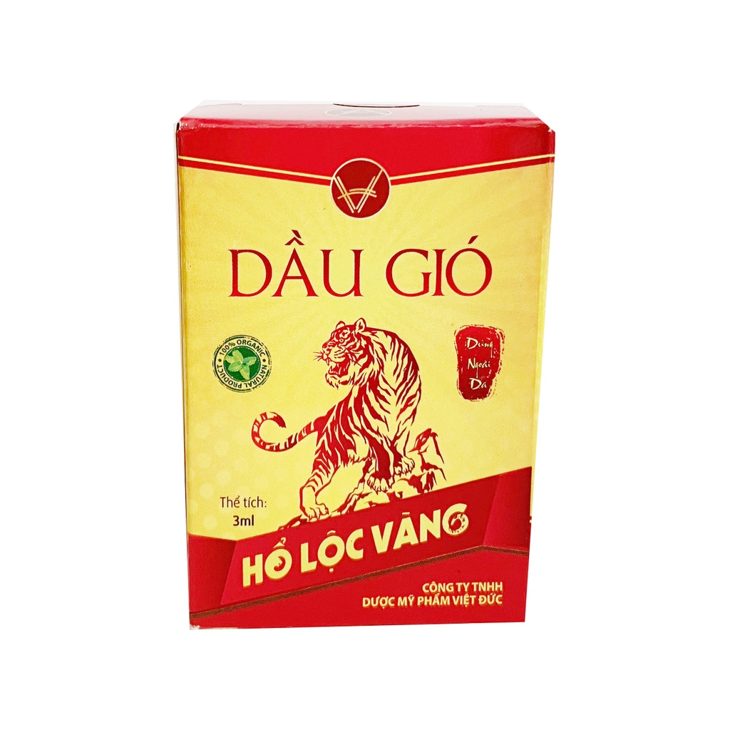 Dầu gió đỏ giảm ho, cảm cúm, sổ mũi, nhức đầu, say xe, nhức mỏi chân tay - Chai 3ml [Dầu gió Hổ Lộc Vàng]