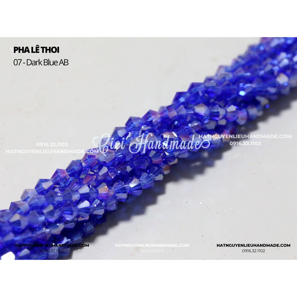Bó 5 dây Pha lê thoi (xanh) 4mm link 2/2 Cici Handmade chuyên hạt đá hạt pha lê hạt cườm hạt trang sức nguyên liệu DIY