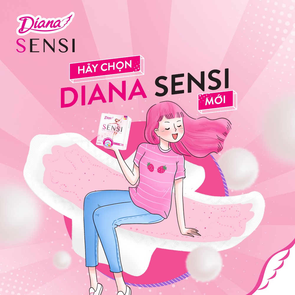 BVS Diana - Băng Vệ Sinh Diana Sensi Siêu Mỏng Cánh 8 Miếng/Gói