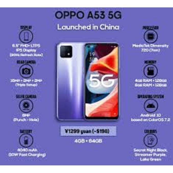 điện thoại Oppo A53 5G 2sim ram 8/128G mới Chính Hãng, màn hình 6.5inch, Chiến PUBG/Liên Quân mượt - BBC 06