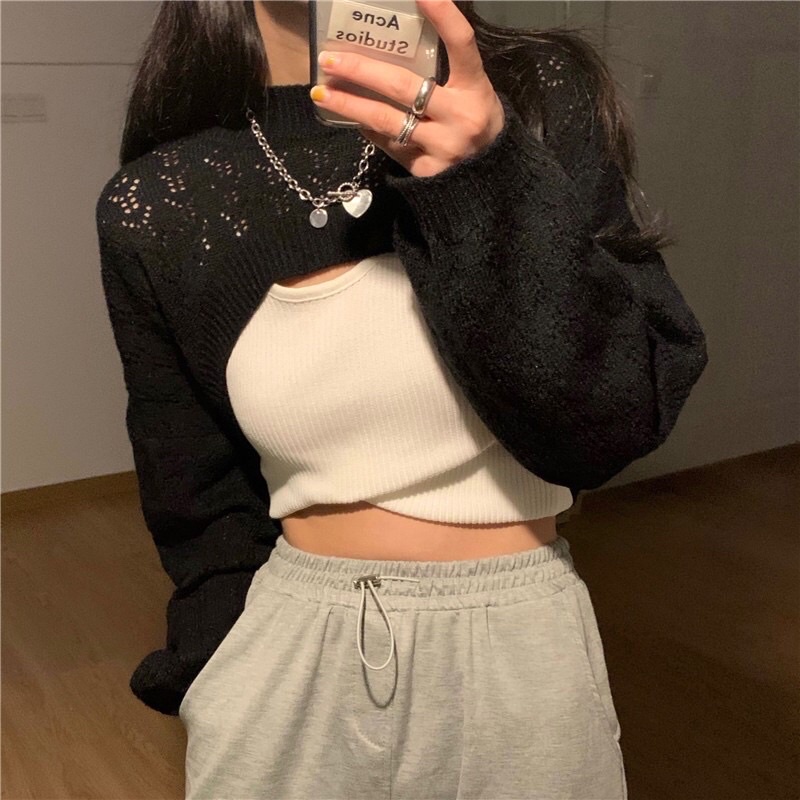 Áo khoác len croptop
