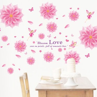 Decal dán tường decal trang trí hoa cúc hồng BINBIN PK196