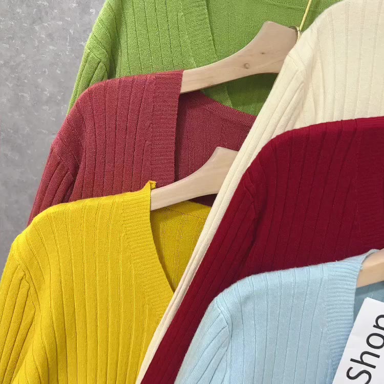 Áo cadigan len mỏng 3 khuy giữa loại 2, Khoác len dài tay khuy nhựa AL1260 - NhiNhiShop | BigBuy360 - bigbuy360.vn