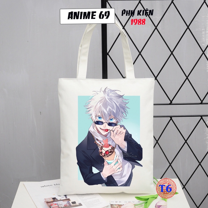 Túi vải bố tote canvas- túi đi học, du lich , đi chơi - Chú Thuật Hồi Chiến- Jujutsu Kaisen