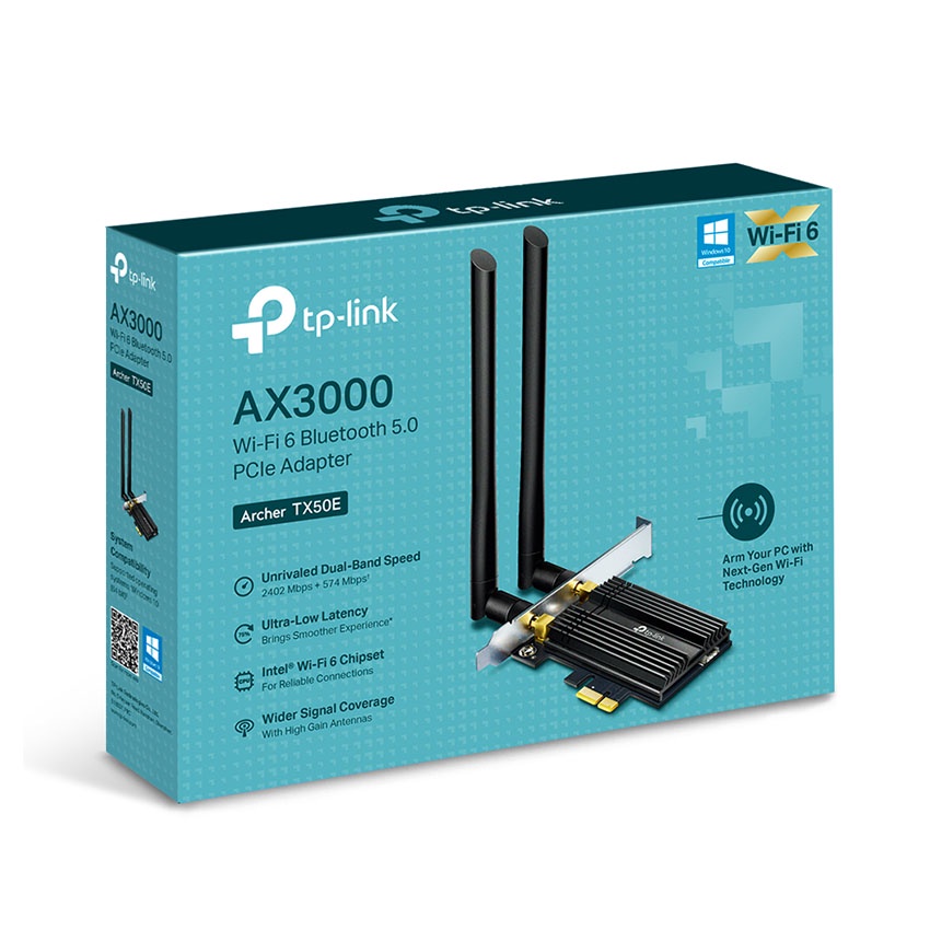 Card mạng không dây PCIe TP-Link Archer TX50E (Bluetooth 5.0 Wi-Fi 6 AX3000)