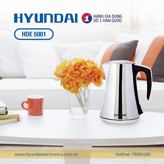 Ấm Đun Điện Từ Hyundai 1,7L HDE 5001S, Bảo hành chính hãng 12 tháng