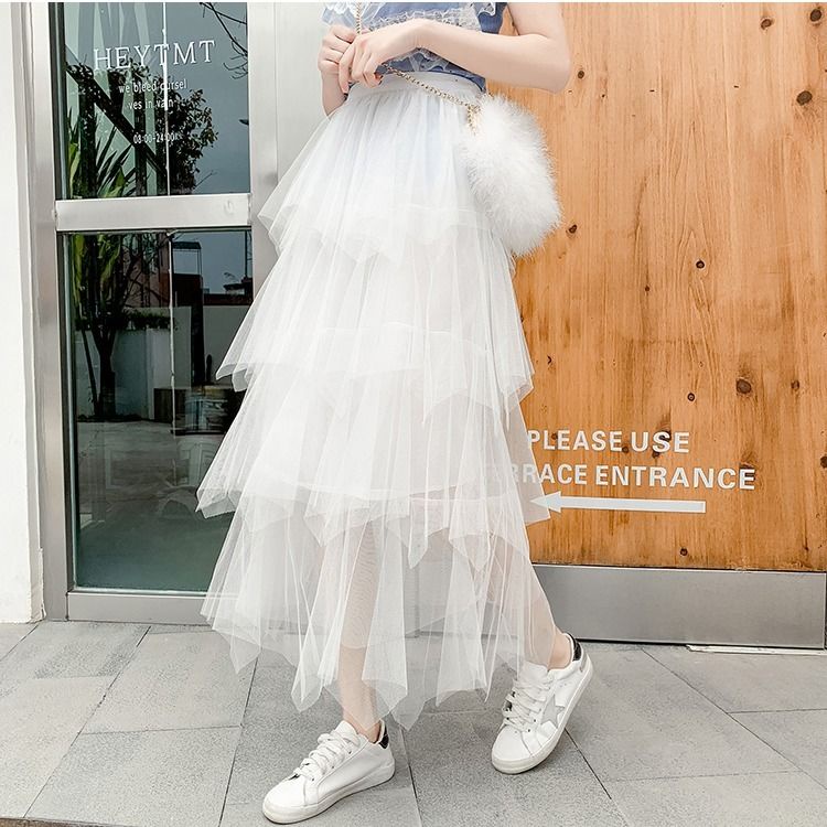 Chân Váy Lưới Tầng Dáng Dài Thời Trang Mùa Hè Mới 2019 Cho Nữ