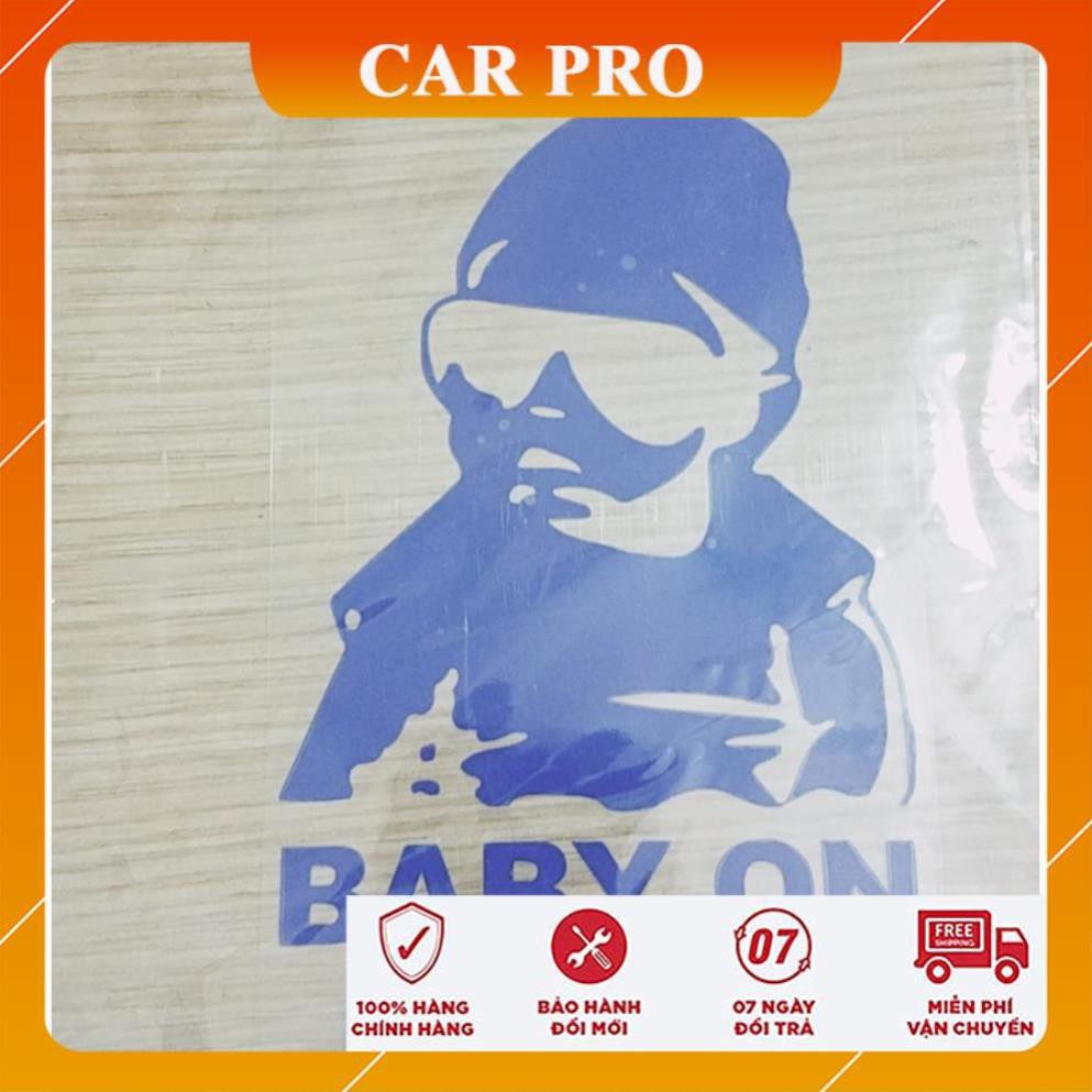 Decal dán trang trí cửa sổ xe hơi hoạt hình &quot; Baby on Board &quot;- CAR PRO