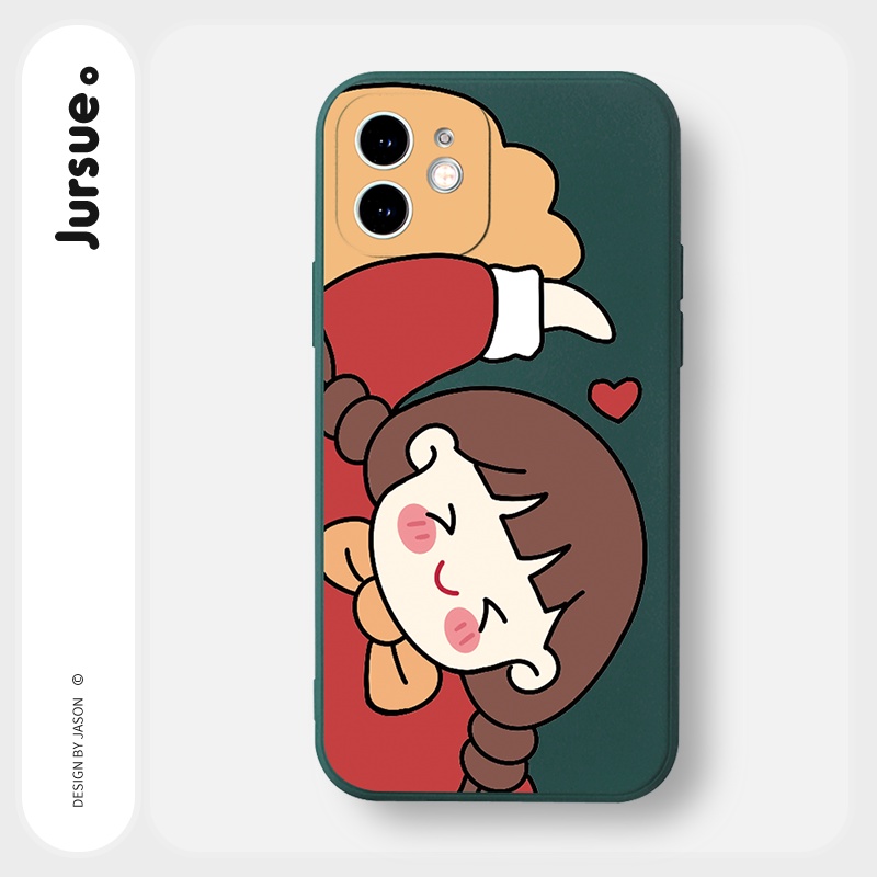 Ốp lưng JURSUE hoạt hình cặp đôi dễ thương đẹp cho iPhone 13 12 11 Pro Max SE 2020 X XR XS 8 7 ip 6S 6 Plus kute Y1940