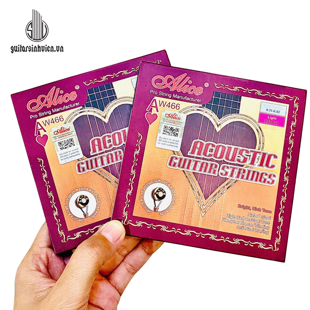 Dây Đàn Alice AW466  - Dây Đàn Trái Tim - Dây Đàn Guitar Acoustic Chính Hãng 466 - Bộ 6 Dây Đàn