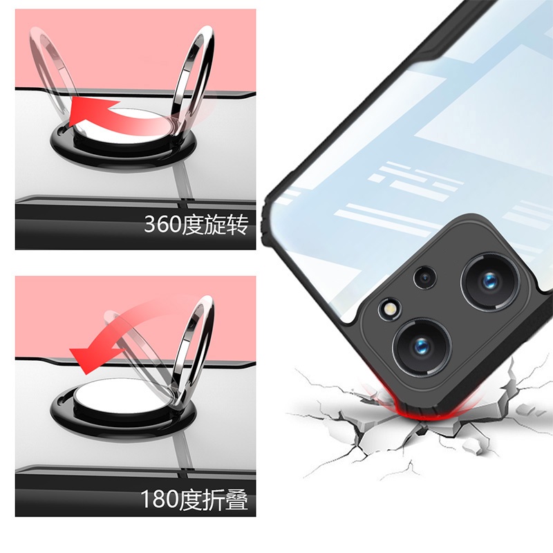Ốp Điện Thoại PC+TPU Có Túi Khí Chống Rơi/Sốc Có Vòng Đỡ Cho Realme 9i 8i 8 Pro C17 7 5 5i 5S 6i A95 A5
