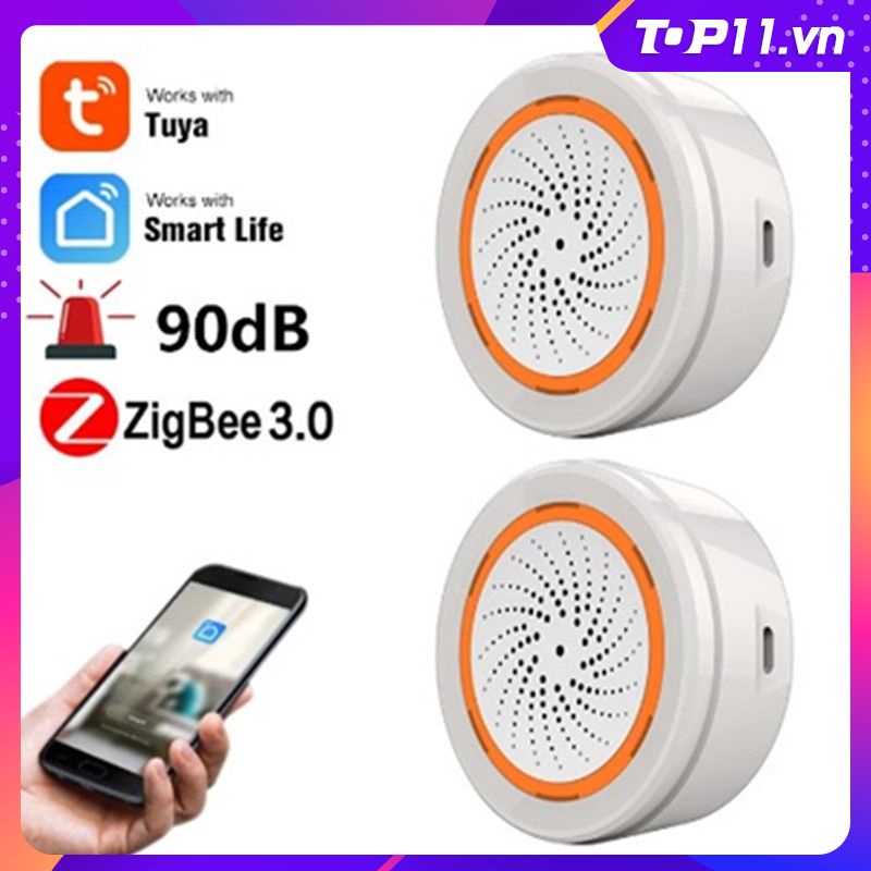 NEO tuya ZigBee/WIFI Báo động Siren thông minh cảm biến độ ẩm nhiệt độ 90dB âm thanh ánh sáng cảnh báo