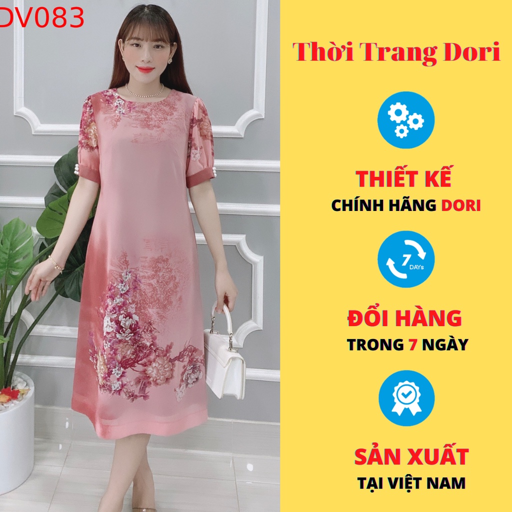 Đầm thiết kế Dori hoạ tiết voan hàn nhập khẩu cao cấp DV083