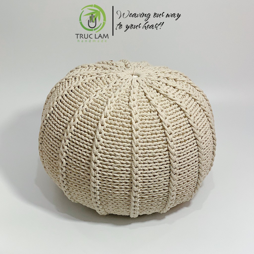 Đệm Lười Nhồi Hạt Xốp Vỏ Đan Len Móc Thủ Công B Trúc Lâm Handmade