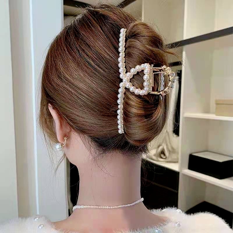 Kẹp Tóc Hình Cá Mập Đính Đá / Ngọc Trai Nhân Tạo Thời Trang Cho Nữ