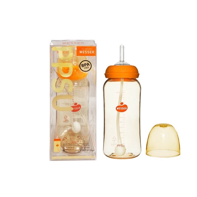 Bình uống nước ( ống hút) PPSU/PP Wesser 250ml/260ml