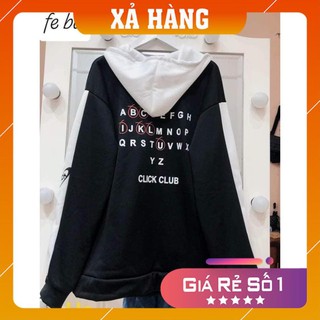 Áo Nỉ CLICK Đen Phối Tay trắng