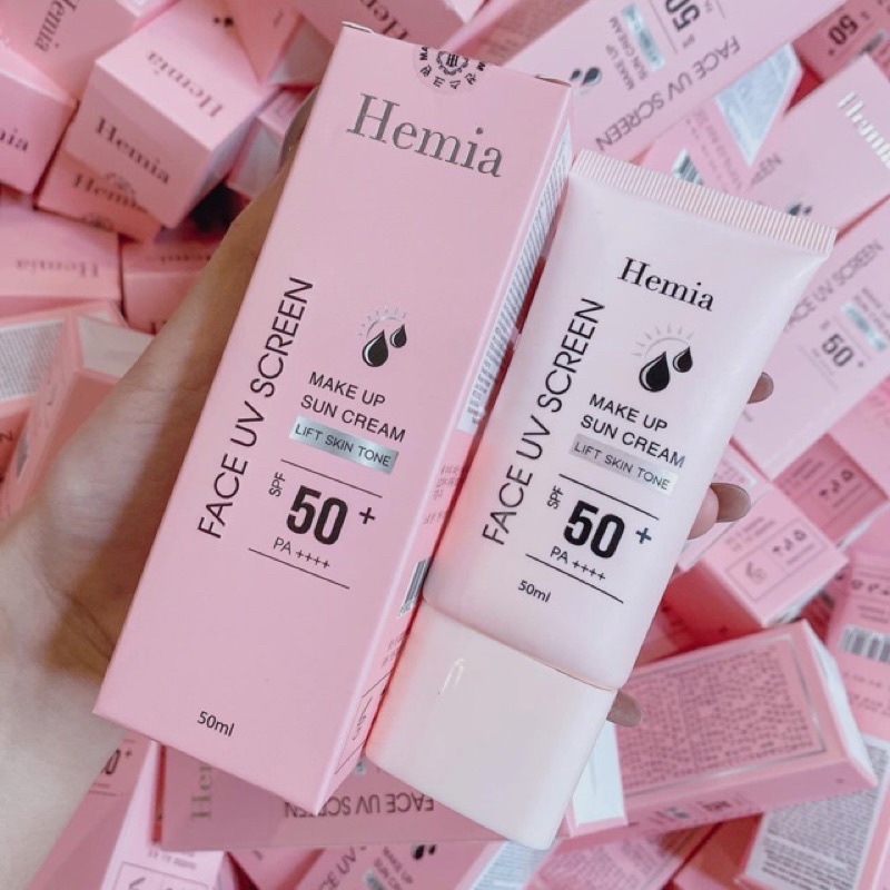 Kem chống nắng HEMIA 50ml dưỡng trắng nâng tone SPF50+ tự nhiên Hàn Quốc