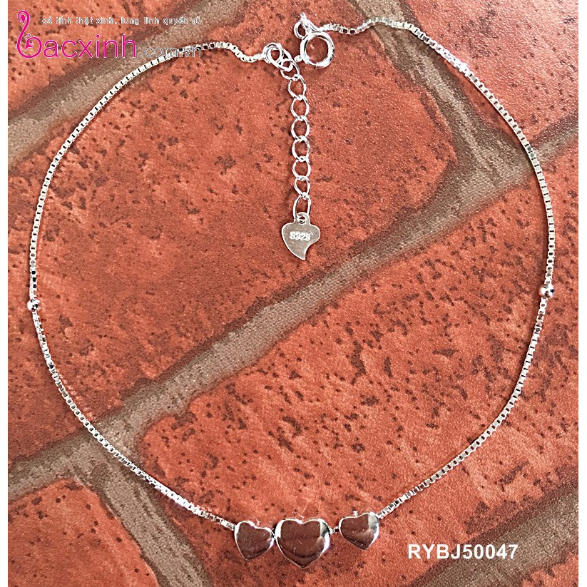 Lắc chân bạc Ý 925 Bạc Xinh Huệ Ngân- Ba tim phồng xinh RYBJ50047 | BigBuy360 - bigbuy360.vn