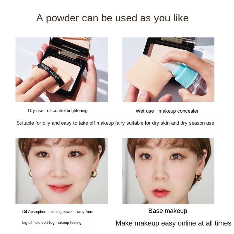 Phấn che khuyết điểm Maycheer lâu trôi kiềm dầu làm trắng da chống thấm nước