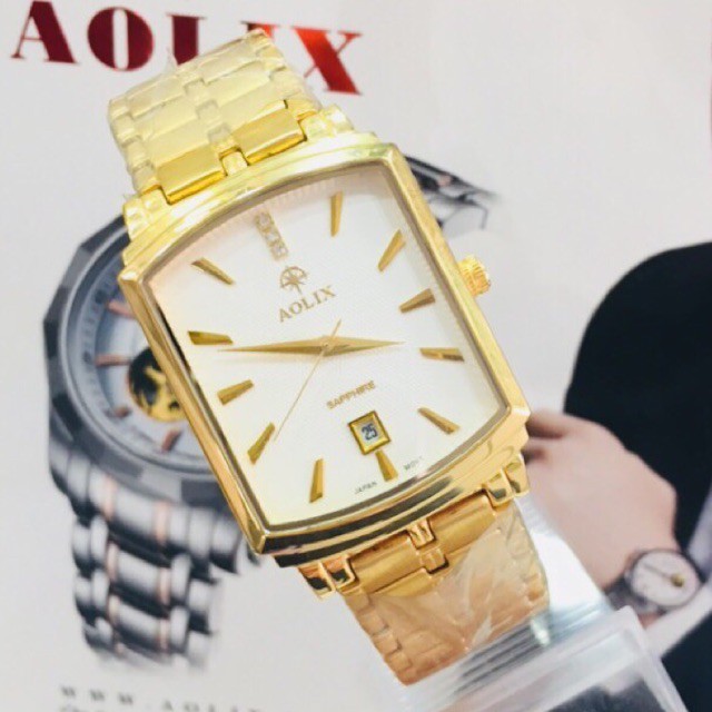 Đồng hồ nam Aolix AL9099 dây kim loại mặt vuông sang trọng