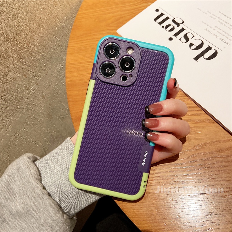 Ốp điện thoại họa tiết kẻ ô màu sắc đơn giản chống rơi dành cho iphone 13 12 11 pro max x xs max xr 7 8 plus