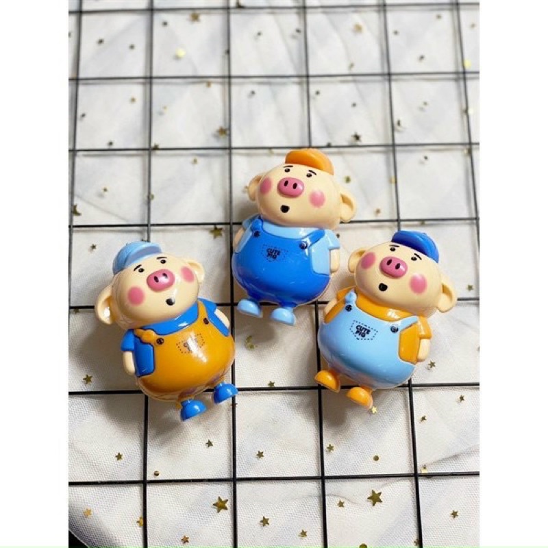 Combo 3 Heo công nhân, heo yếm trọc (heo lực sĩ) trang trí bánh kem
