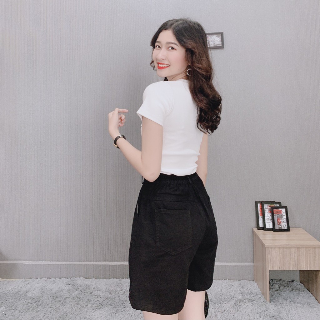 Quần short kaki nữ lưng chun, ống rộng có bigsize (KKLC)
